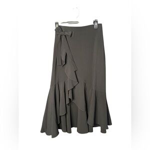 Women’s H&M Size 4 Black High Waisted Ruffle Midi Skirt